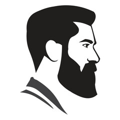 Stylish Bearded Man Side Profile Portrait Vector Illustration © AKAM