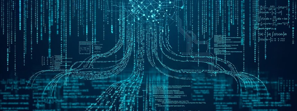 Abstract Data Stream with Code and Binary Matrix Background