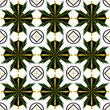 Green Gold and Black Abstract Geometric Art Deco Style Pattern Background