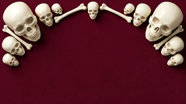 Burgundy Halloween Skull and Bone Decorative Frame