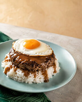 Hawaiian Loco Moco Beef Patty Rice Gravy and Fried Egg