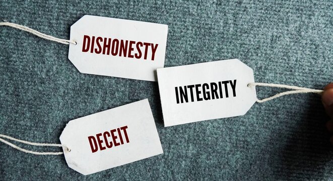 The opposite of integrity is dishonesty and deception. being honest and having strong moral principles that you refuse to change