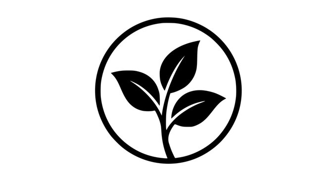 Three Leaf Plant Circle Silhouette Vector Botanical Nature Emblem