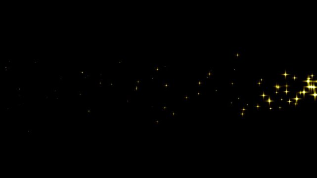 Colorful Twinkling Star Sparkle Particles Pack on Black Background, Magical Glittering Light Effects for Cinematic, Fantasy, Celebration, Luxury and Motion Graphics