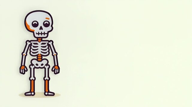 Cute friendly cartoon skeleton standing for Halloween animation