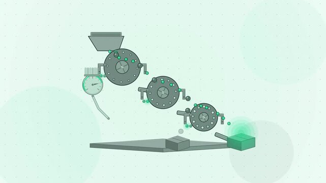Abstract animated applicants sorted by size of fit drawn as green and teal lines and shapes on a bright, clean light background. Seamless looping 4K motion graphics video with free space for text, ide
