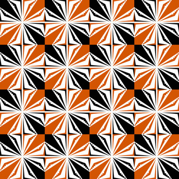 Orange and Black Alternating Cross Checker Abstract Geometric Art Deco Style Pattern Background