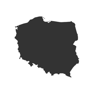 Poland Map Silhouette, Vector Shape Isolated