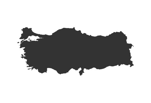 Turkey Map Silhouette, Vector Shape Isolated
