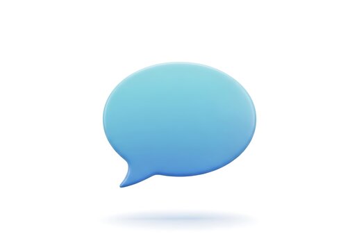 A single blue 3d speech bubble icon for chat and communication messaging