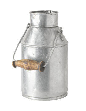 Vintage aluminum milk can for dairy farm concept