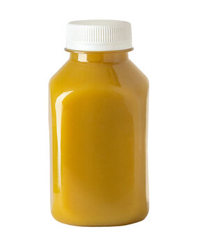Fresh orange juice in plastic bottle transparent background