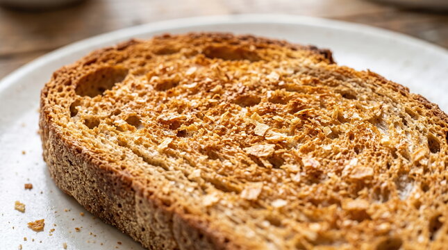Close-up of crispy toast texture showcasing fresh baked bread