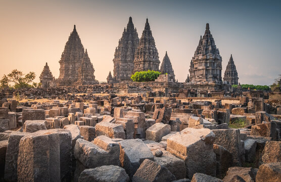 Historical sites of Prambanan Temple in Yogyakarta, Java, Indonesia
