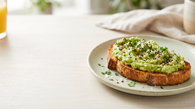 Fresh Avocado Toast with Spread for Healthy Breakfast Preparation