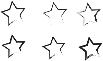 Obraz premium Hand Drawn Black Ink Brush Star Frame Set Minimalist Vector Illustration Isolated on White Background
