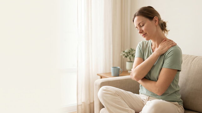 Woman practicing self-massage for wellness routine