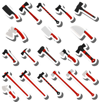 big kit steel axes with wooden handle