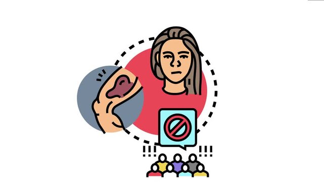 Icon knee jerk reactions, showing a displeased woman, a leg performing a reflex, and a ban symbol over a group of people, symbolizing automatic, unthinking public responses