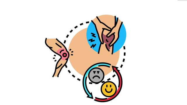 Human leg showing a nervous system reflex or involuntary response. Causing physical pain and influencing a rapid shift between happy and sad emotional states. a quick. Unthinking reaction