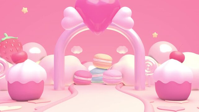 Sweet strawberry land animation. (loop)