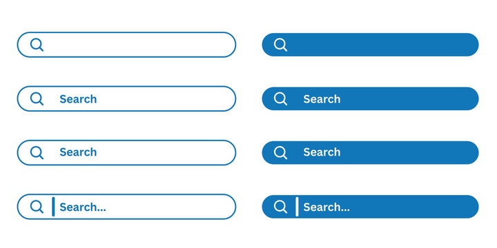 Search box with magnificent glass set, internet search bar with copy space,searching bar, blue web buttons, internet surfing bar