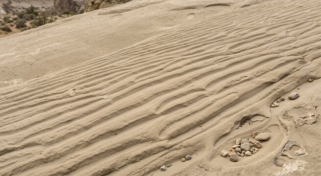 Natural wave ripple marks in sandstone rock formation. Geological texture of ancient sedimentary layers