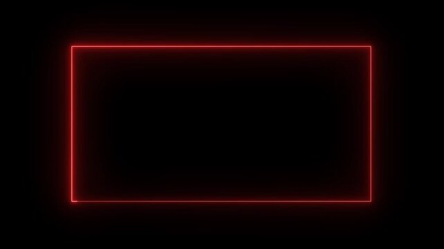 glowing neon square rectangle picture frame icon animation shape frame rotation footage round border frame movement photo frame Futuristic Neon Icon Animation in 4K