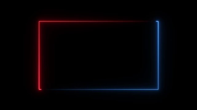 glowing neon square rectangle picture frame icon animation shape frame rotation footage round border frame movement photo frame Futuristic Neon Icon Animation in 4K