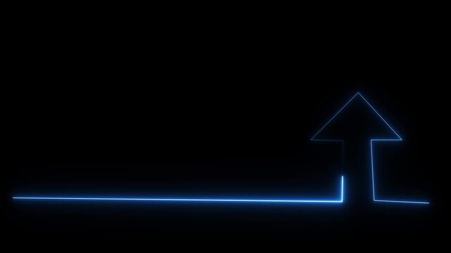 Neon arrow doing direction information animation on black background. Abstract dynamic Futuristic Neon Icon Animation in 4K