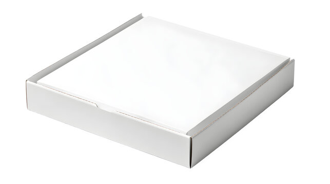 A blank white corrugated cardboard pizza box square