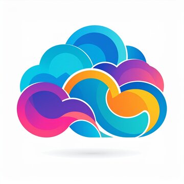 Modern Colorful Cloud Logo Vector with Overlapping Curved Layers on White Background