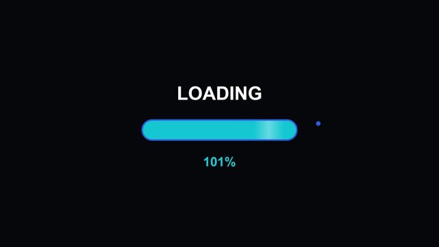 Modern technology interface featuring a vibrant blue loading bar and '101%' text on a sleek dark background, symbolizing system errors, data overflow, or an exceeding of expected limits