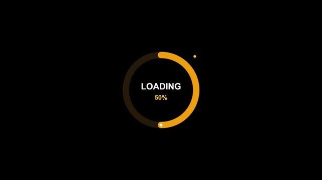 Futuristic Circular Loading Bar and Digital Progress Indicator Interface on Dark Background