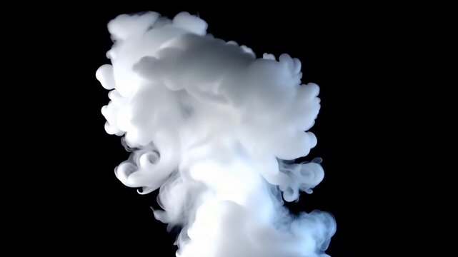 Dense White Smoke Plume Isolated in Darkness