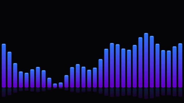 Digital audio equalizer bars moving in neon colors