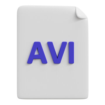 3D AVI Video File Format Document Icon