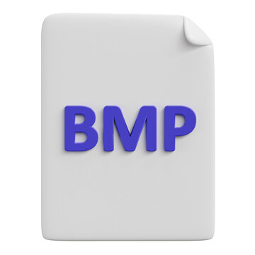 3D BMP File Format Icon and Image Document Sign