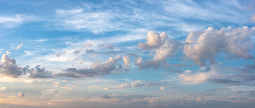 Panoramic view of a cloudy sky background