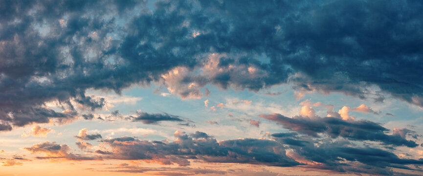 Panoramic view of a cloudy sky background