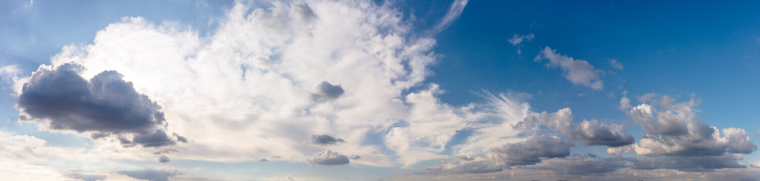 Panoramic view of a cloudy sky background