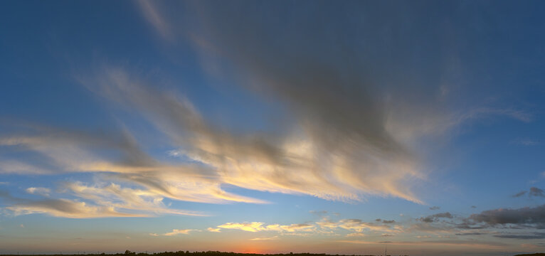 Panoramic view of a cloudy sky background