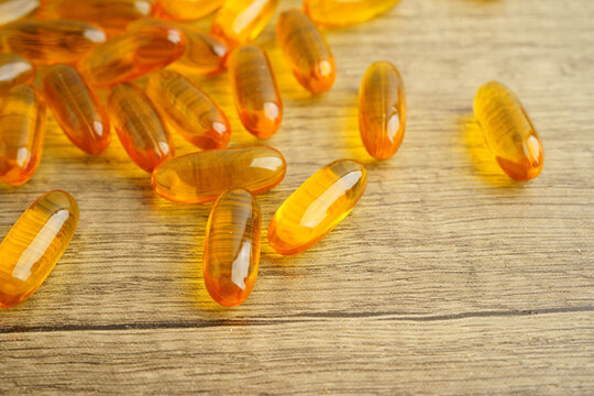 Fish oil or Cod liver gel in capsule.