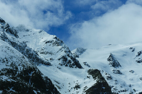 mountain landscape with snow alpine tocky huge range
