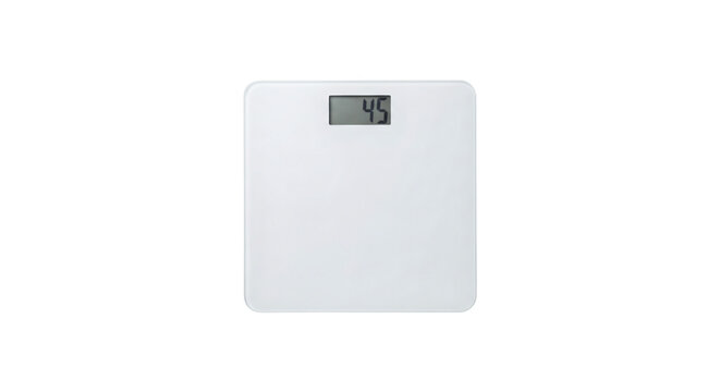 Electronic digital weighing scale isolated on transparent background, PNG
