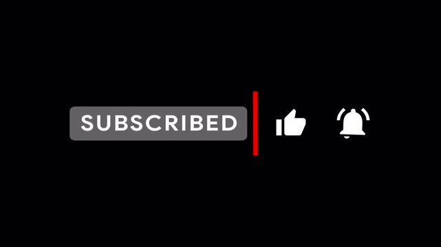 4K Subscribe Lower Third, Subscribe Button Animation, Bell Notification Alert Icon, Transparent Alpha Overlay, Social Media Subscribe Bar, Channel Subscription Graphic