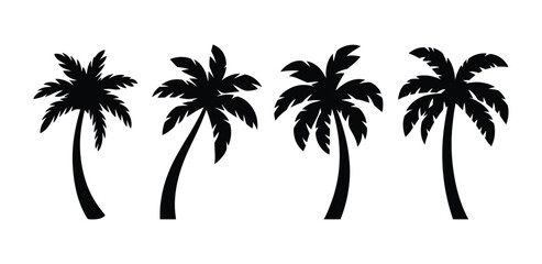 Fototapeta premium tropical palm tree icon collection, coconut trees on white background representing relaxation peace luxury elegance and natural vacation vector design