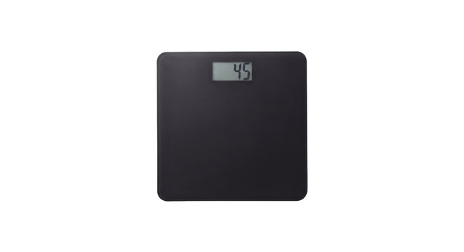 Electronic digital weighing scale isolated on transparent background, PNG
