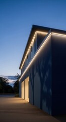 Fototapeta premium Modern Building Exterior With Ambient Illumination At Twilight