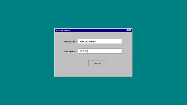 Retro 95 Style OS System Login Window UI Animation Background